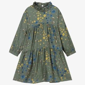 Il Gufo Pre-owned Green Printed Tiered Dress, Size 12